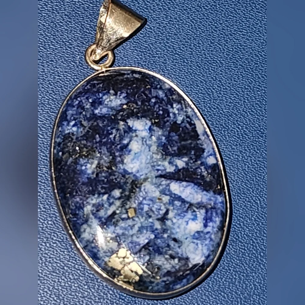 blue mosaic stone( Lapis Lazuli With Pyrite) & 925 - Picture 2 of 3